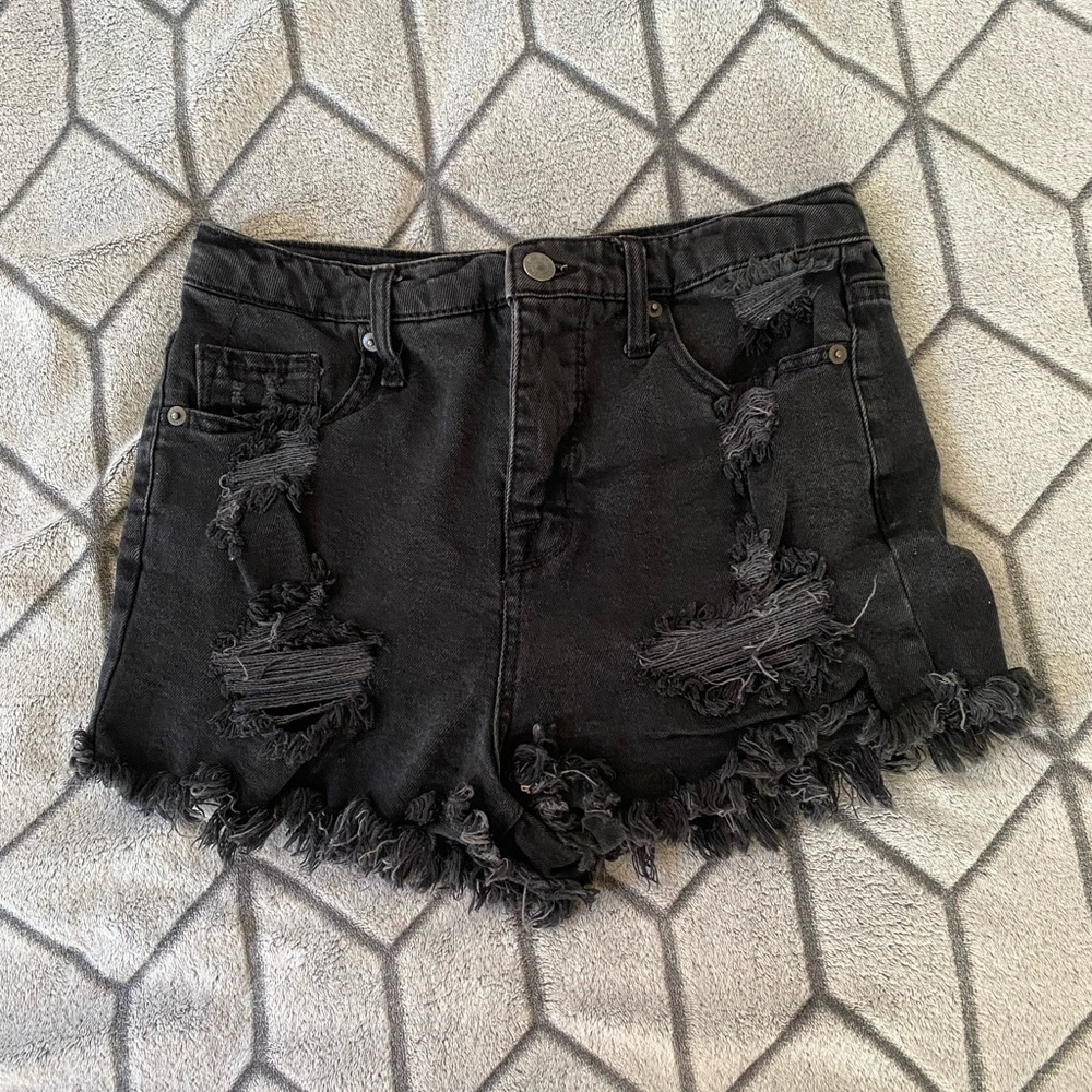 Mossimo Supply Co Black Distressed Jean Shorts